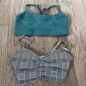 L*Space Fitted Green and Black Sports Bras